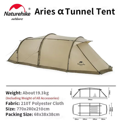 Tunnel Tent – Spacious 4~6 Person Family Shelter for All Seasons