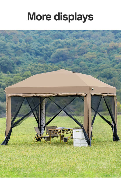 Simple Outdoor 10x10 ft Pop-up Canopy Tent with 4 Double-Layer Sidewalls & Air Vent