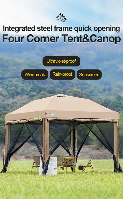Simple Outdoor 10x10 ft Pop-up Canopy Tent with 4 Double-Layer Sidewalls & Air Vent