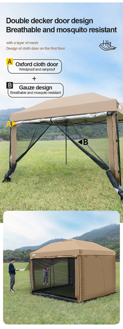 Simple Outdoor 10x10 ft Pop-up Canopy Tent with 4 Double-Layer Sidewalls & Air Vent