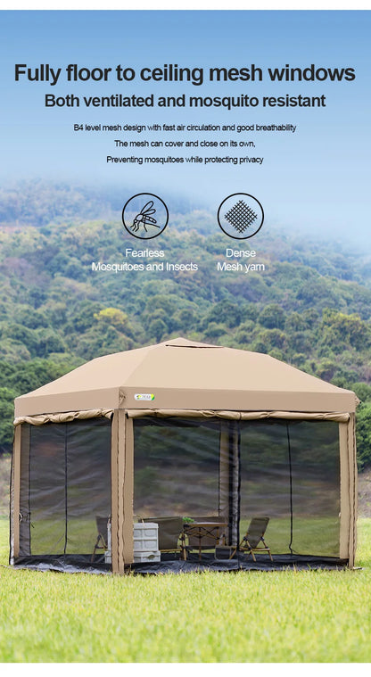 Simple Outdoor 10x10 ft Pop-up Canopy Tent with 4 Double-Layer Sidewalls & Air Vent
