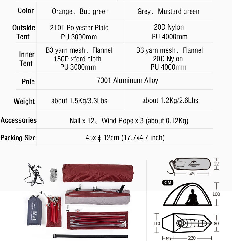 Ultralight 1-Person Camping Tent
