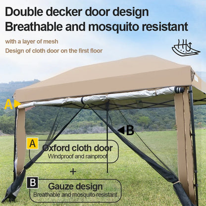 Simple Outdoor 10x10 ft Pop-up Canopy Tent with 4 Double-Layer Sidewalls & Air Vent