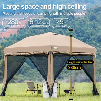Simple Outdoor 10x10 ft Pop-up Canopy Tent with 4 Double-Layer Sidewalls & Air Vent