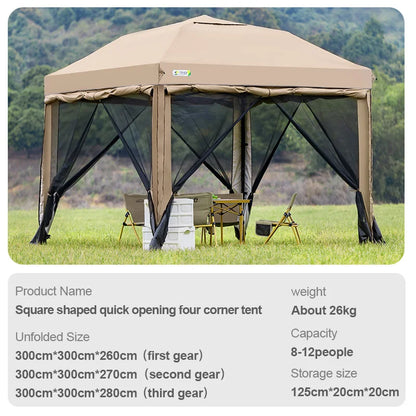 Simple Outdoor 10x10 ft Pop-up Canopy Tent with 4 Double-Layer Sidewalls & Air Vent