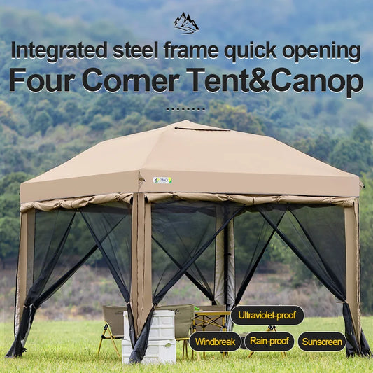 Simple Outdoor 10x10 ft Pop-up Canopy Tent with 4 Double-Layer Sidewalls & Air Vent