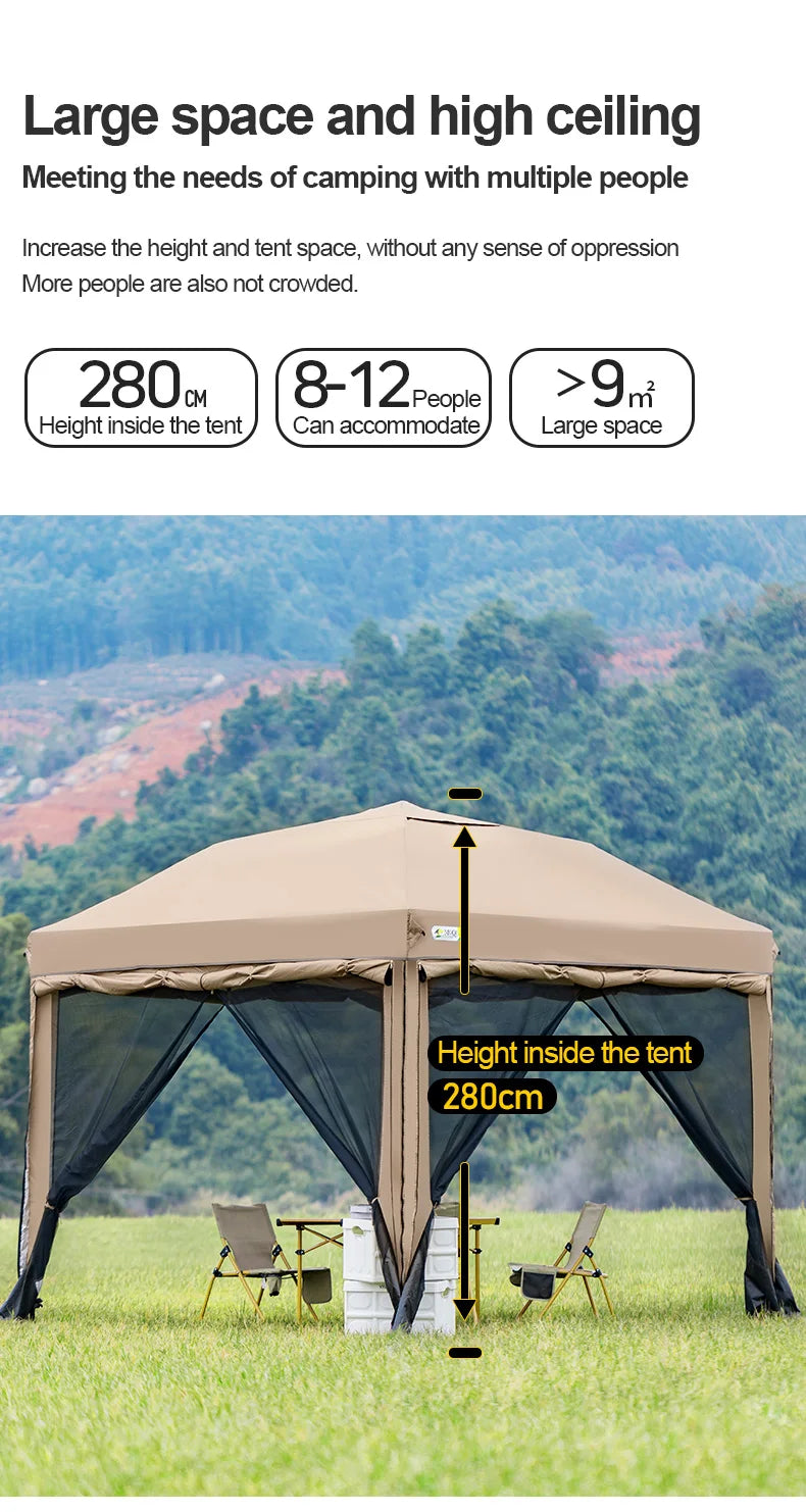 Simple Outdoor 10x10 ft Pop-up Canopy Tent with 4 Double-Layer Sidewalls & Air Vent