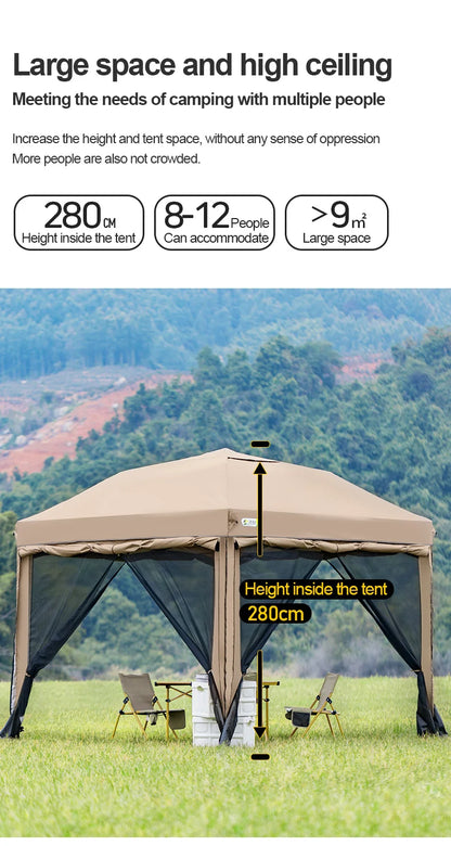 Simple Outdoor 10x10 ft Pop-up Canopy Tent with 4 Double-Layer Sidewalls & Air Vent